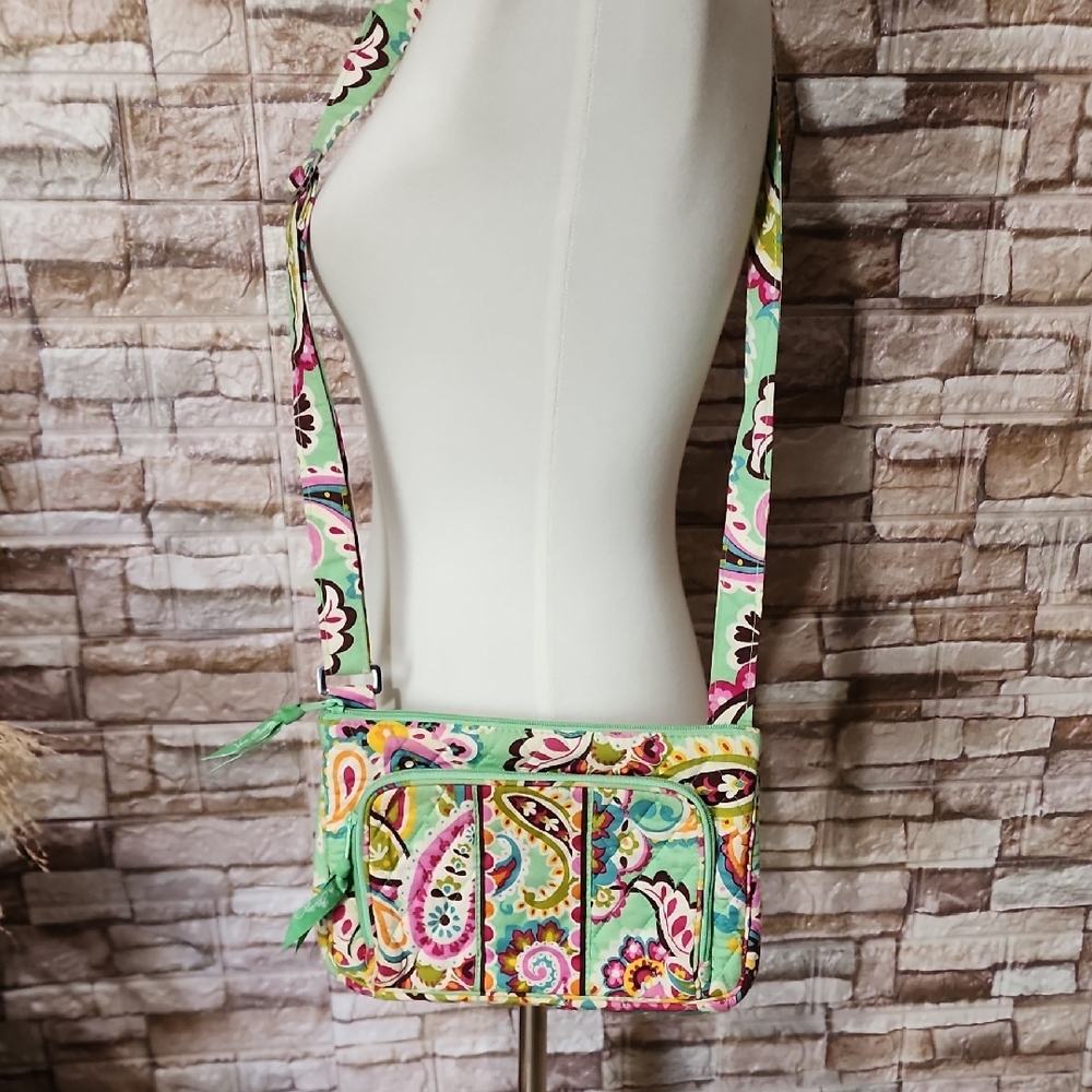 Vera Bradley Mint Multi Paisley Quilted Crossbody